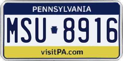 PA license plate MSU8916