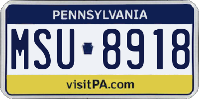 PA license plate MSU8918