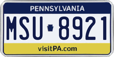PA license plate MSU8921