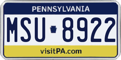 PA license plate MSU8922