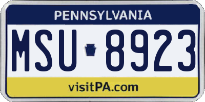 PA license plate MSU8923
