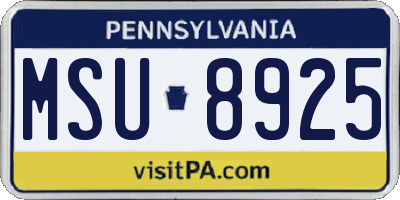 PA license plate MSU8925
