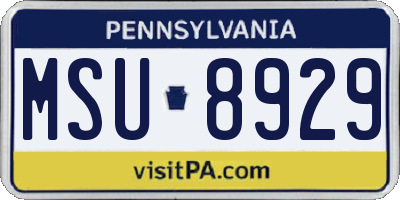 PA license plate MSU8929