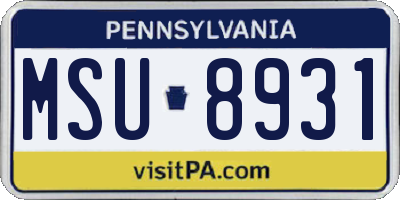 PA license plate MSU8931