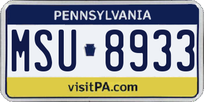 PA license plate MSU8933