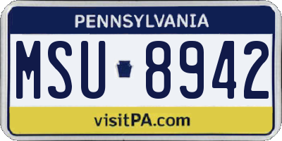 PA license plate MSU8942