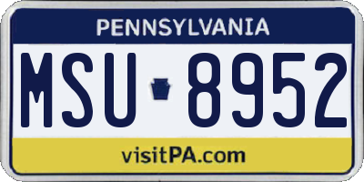 PA license plate MSU8952