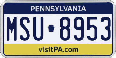 PA license plate MSU8953