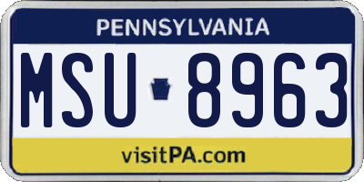 PA license plate MSU8963