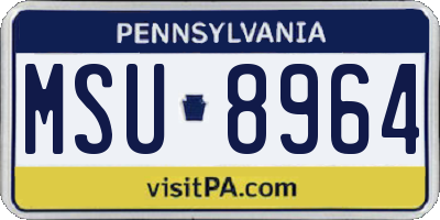 PA license plate MSU8964