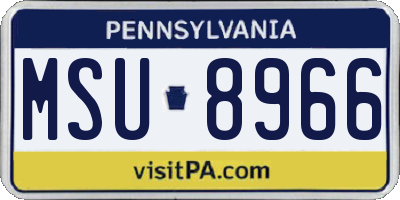 PA license plate MSU8966