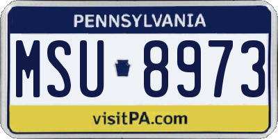 PA license plate MSU8973
