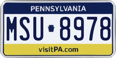 PA license plate MSU8978