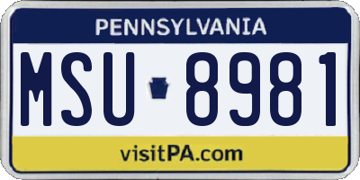 PA license plate MSU8981