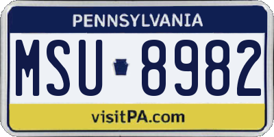PA license plate MSU8982