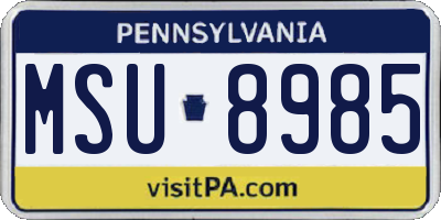 PA license plate MSU8985