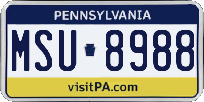 PA license plate MSU8988