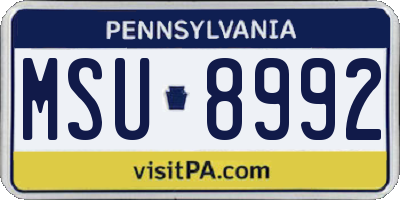 PA license plate MSU8992