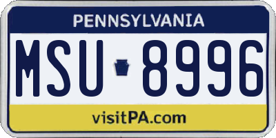 PA license plate MSU8996
