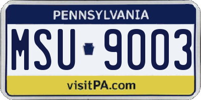 PA license plate MSU9003