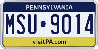 PA license plate MSU9014