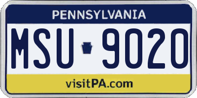 PA license plate MSU9020