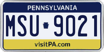 PA license plate MSU9021