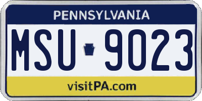 PA license plate MSU9023