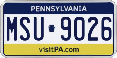 PA license plate MSU9026