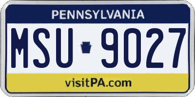 PA license plate MSU9027