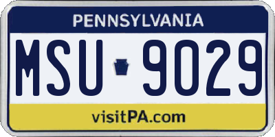 PA license plate MSU9029