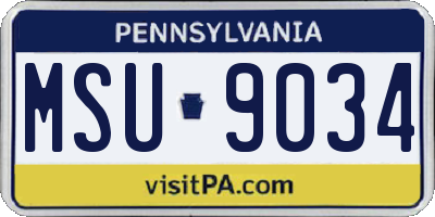 PA license plate MSU9034