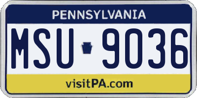 PA license plate MSU9036