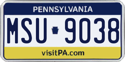 PA license plate MSU9038