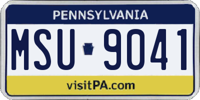 PA license plate MSU9041