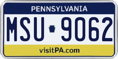 PA license plate MSU9062