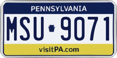 PA license plate MSU9071