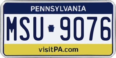 PA license plate MSU9076