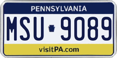 PA license plate MSU9089