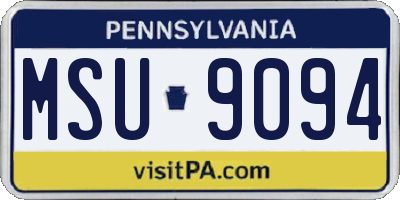 PA license plate MSU9094