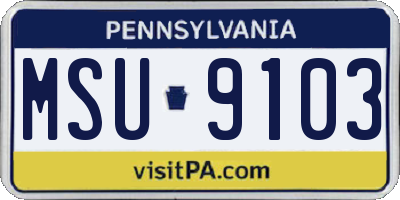 PA license plate MSU9103