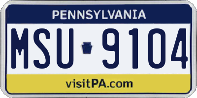 PA license plate MSU9104