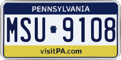 PA license plate MSU9108