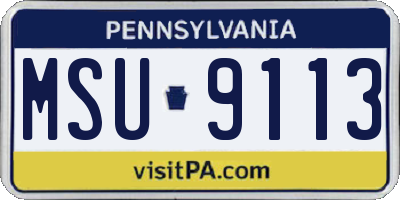 PA license plate MSU9113