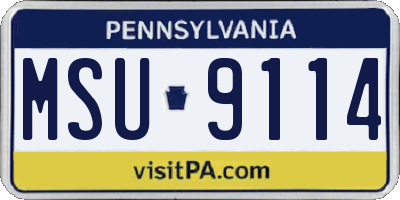 PA license plate MSU9114