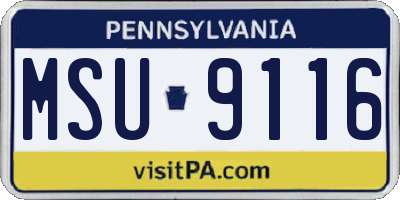 PA license plate MSU9116