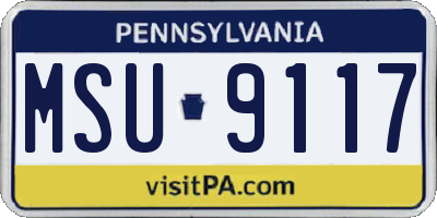 PA license plate MSU9117