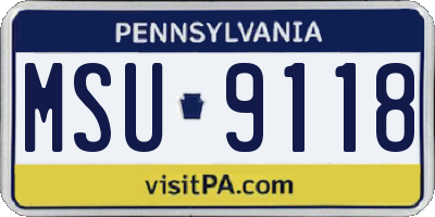 PA license plate MSU9118
