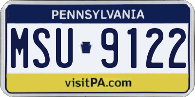 PA license plate MSU9122