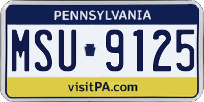 PA license plate MSU9125
